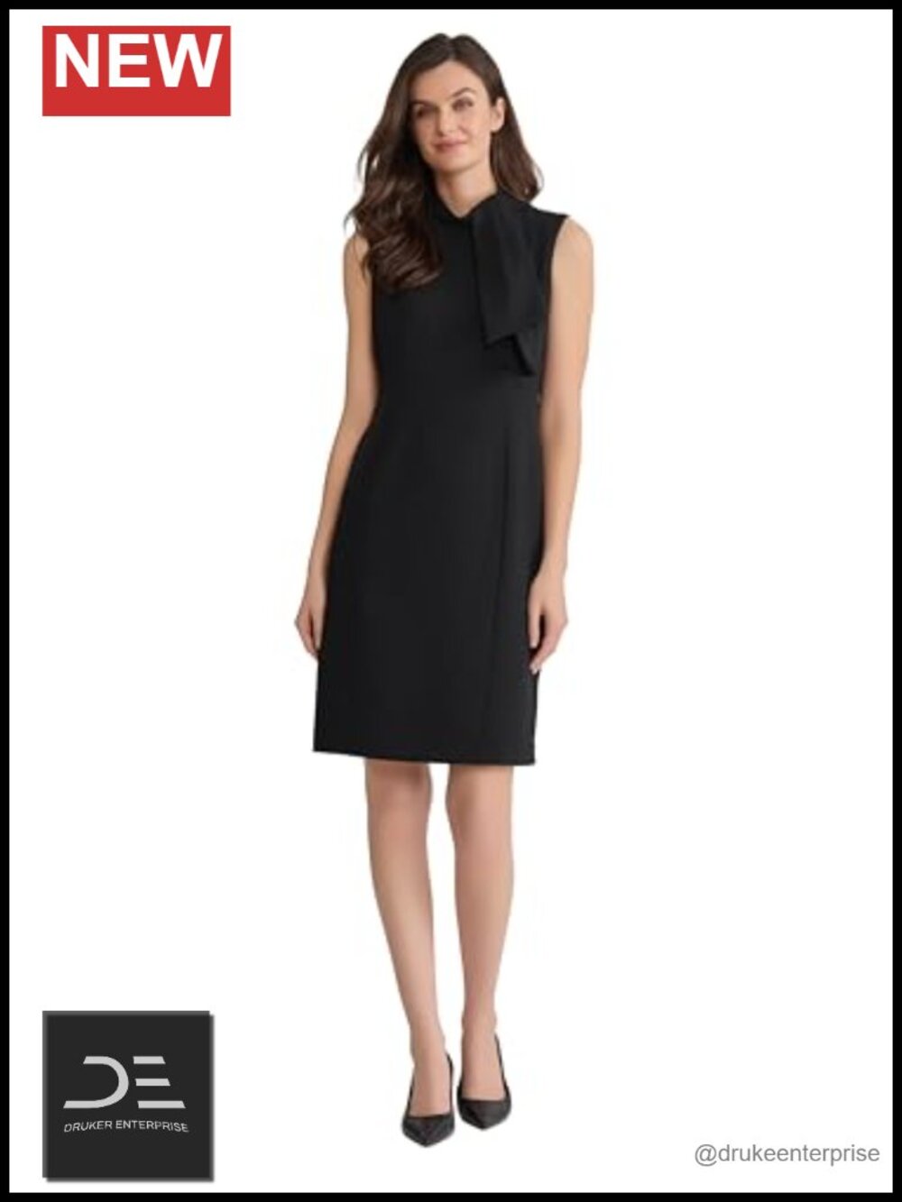 Women's Sleeveless Tie-Neck Sheath Dress